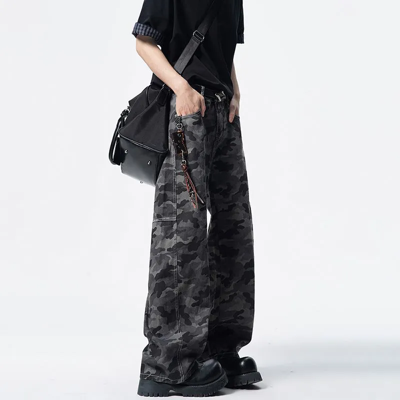 BENGEN Cargo Pants Unisex Camouflage Gray-3