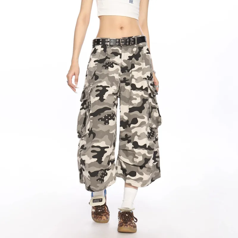 BENGEN Denim Shorts Women's Camouflage-5