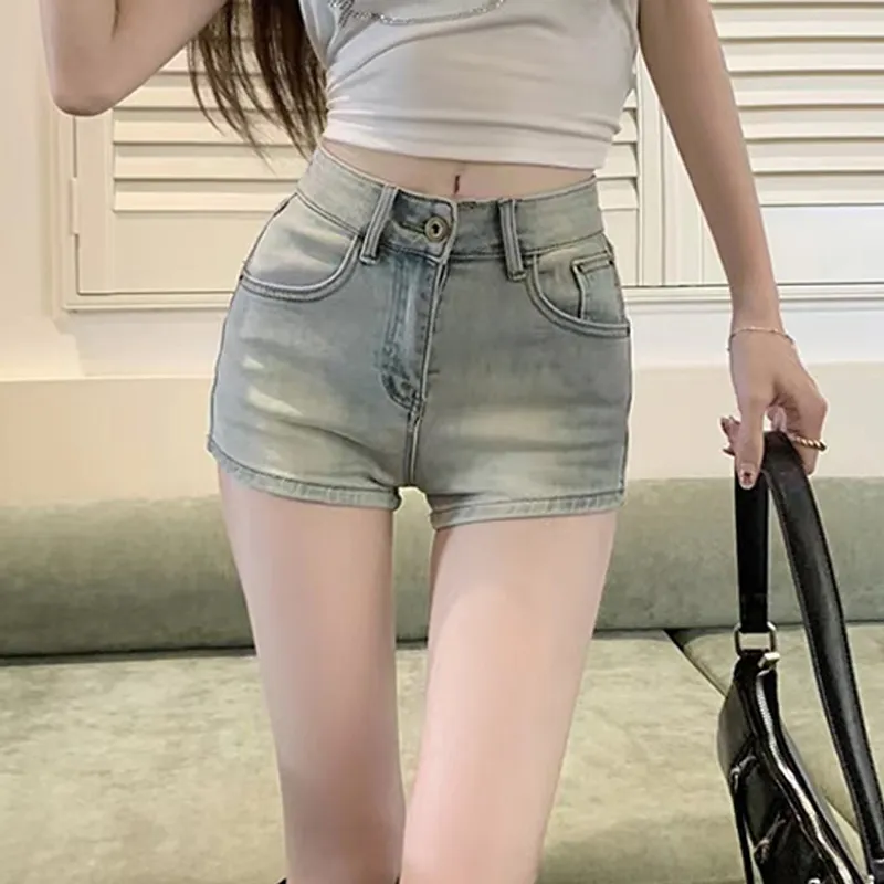 BENGEN Denim Shorts Women's Blue-2