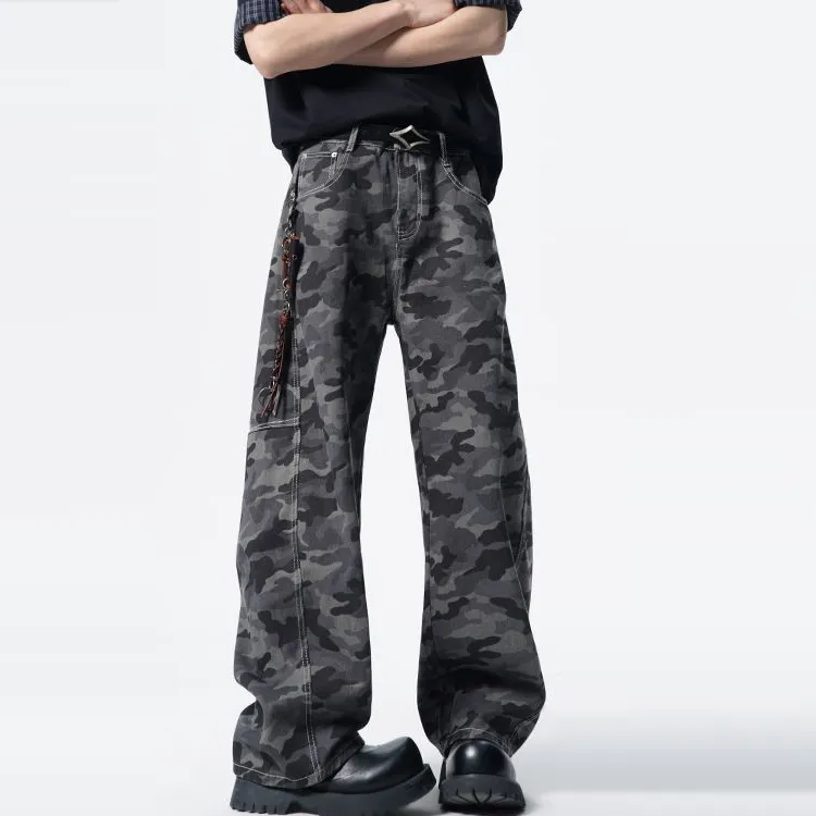 BENGEN Cargo Pants Unisex Camouflage Gray-2