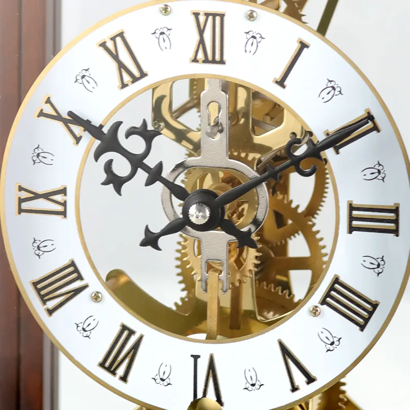 HENSE Mechanical Movement Wooden Desk Clock Unisex Silver Dial HD03-2