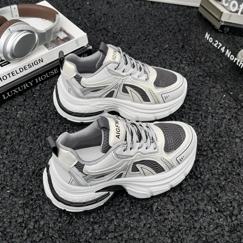 DGUMI Slip Resistant, Abrasion Resistant, Breathable Coverage Low Top Chunky Sneakers Women's-14