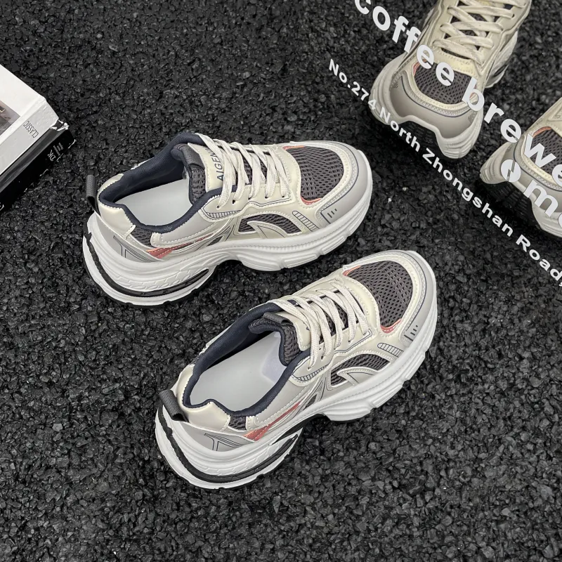 DGUMI Slip Resistant, Abrasion Resistant, Breathable Coverage Low Top Chunky Sneakers Women's-9