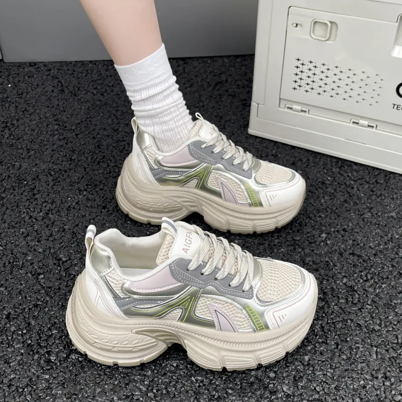 DGUMI Slip Resistant, Abrasion Resistant, Breathable Coverage Low Top Chunky Sneakers Women's-1
