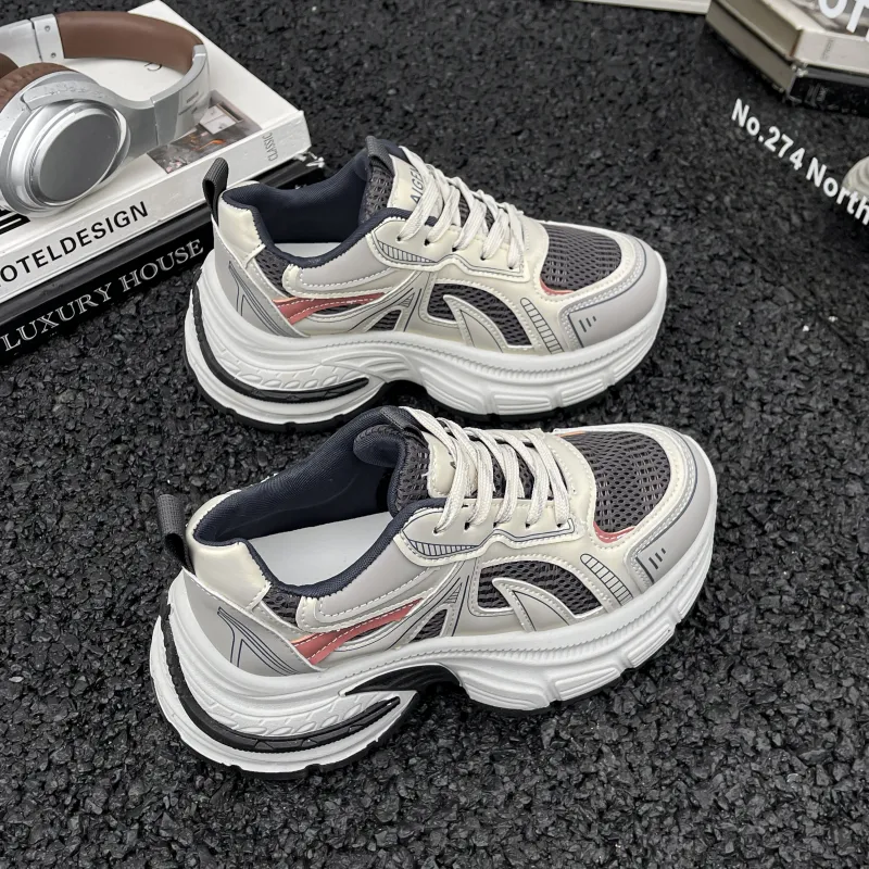 DGUMI Slip Resistant, Abrasion Resistant, Breathable Coverage Low Top Chunky Sneakers Women's-11