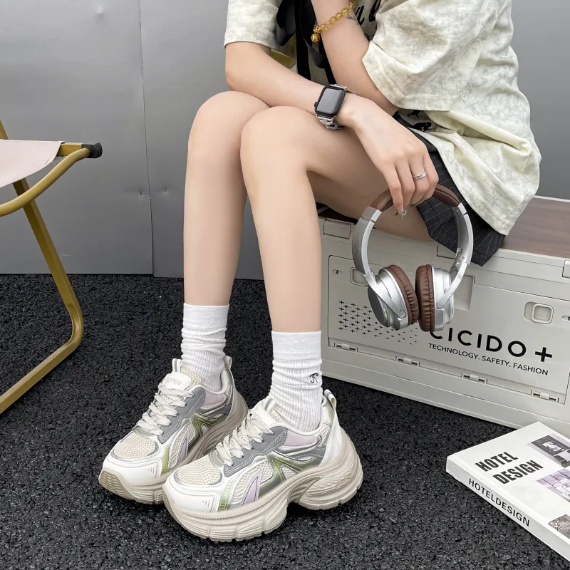 DGUMI Slip Resistant, Abrasion Resistant, Breathable Coverage Low Top Chunky Sneakers Women's-3