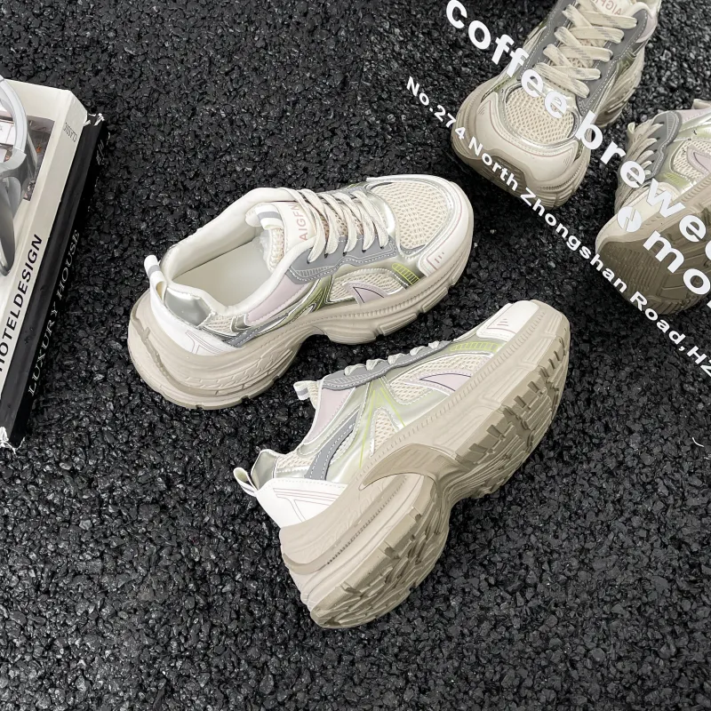 DGUMI Slip Resistant, Abrasion Resistant, Breathable Coverage Low Top Chunky Sneakers Women's-4