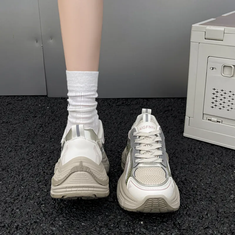 DGUMI Slip Resistant, Abrasion Resistant, Breathable Coverage Low Top Chunky Sneakers Women's-2