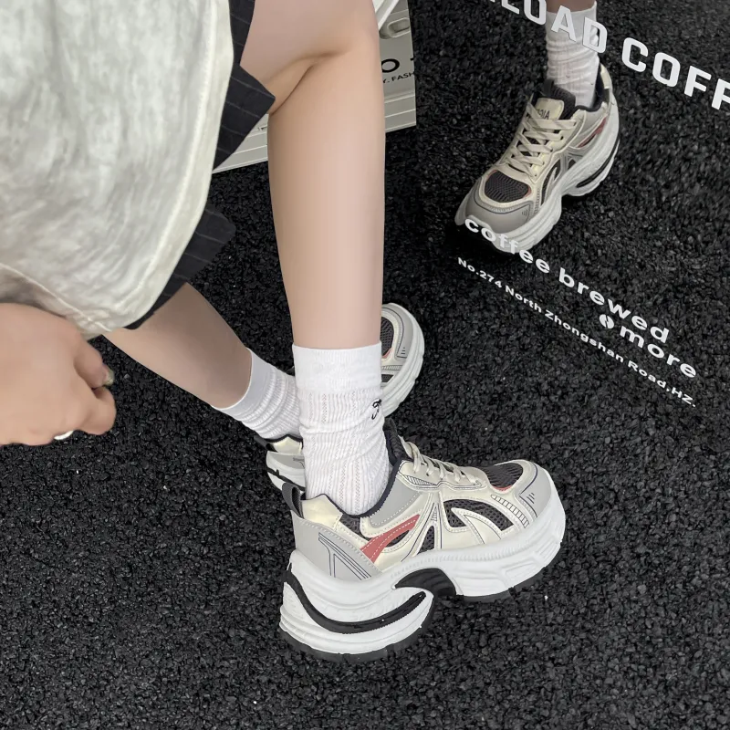 DGUMI Slip Resistant, Abrasion Resistant, Breathable Coverage Low Top Chunky Sneakers Women's-10