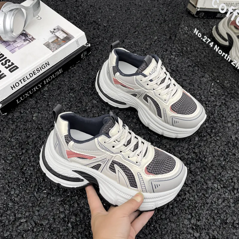 DGUMI Slip Resistant, Abrasion Resistant, Breathable Coverage Low Top Chunky Sneakers Women's-12