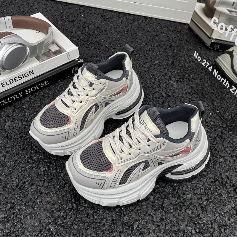 DGUMI Slip Resistant, Abrasion Resistant, Breathable Coverage Low Top Chunky Sneakers Women's-8