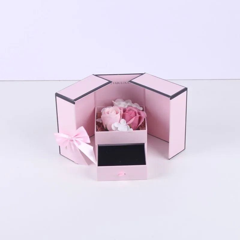 XZAN Creative Double Door Soap Flower Lipstick Necklace Packaging Box-1