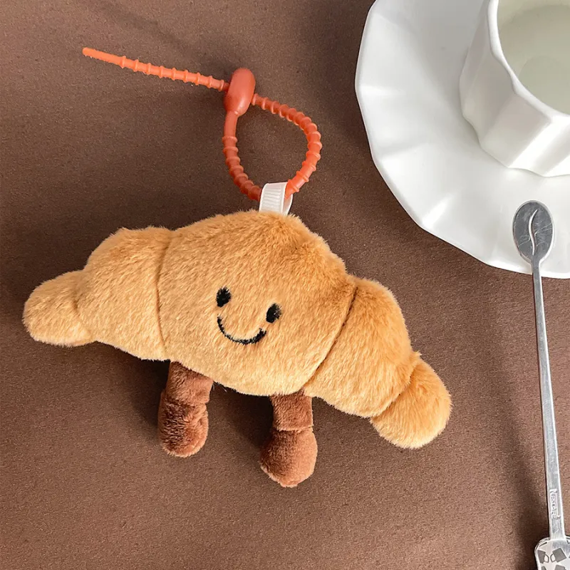 XZAN Cartoon Doll Bag With Bag Charm Keychain Baguette Food Plush Toy, Creative Accessory-3