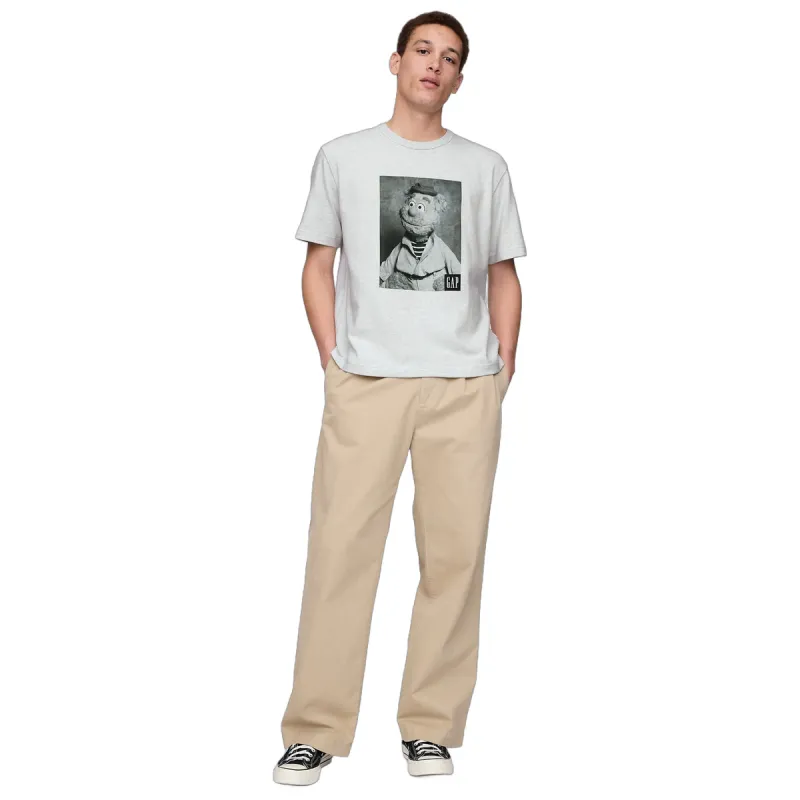 GAP T Shirts Unisex Light Gray White-1