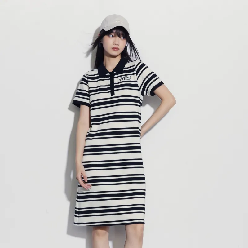 GAP Short-Sleeved Dresses Women's Black White Stripes-4