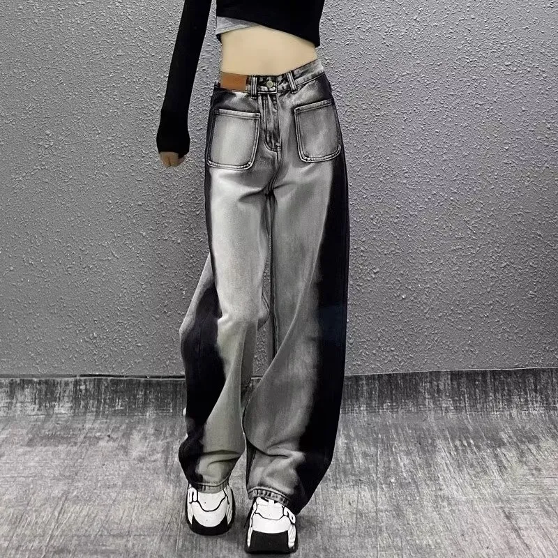 PANDA BASE Jeans Women's Black Gray-2