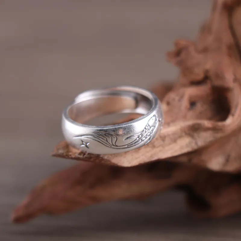 Silver Arashi Sterling Silver Ring 999 Fine Silver Unisex-1