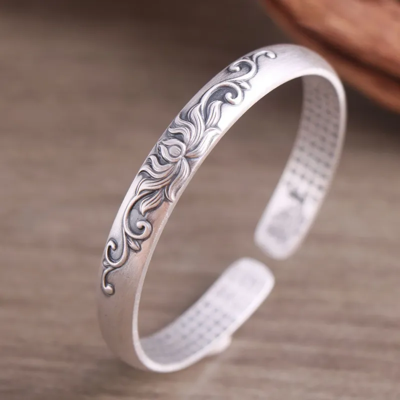Silver Arashi Sterling Silver Bangle 999 Fine Silver Unisex-1