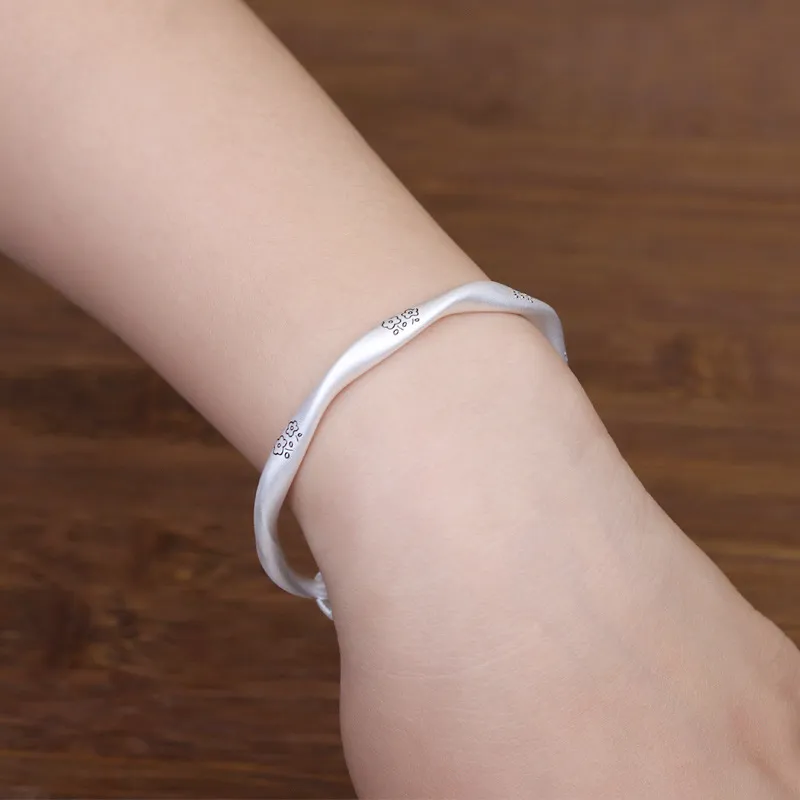 Silver Arashi Sterling Silver Bangle 999 Fine Silver Kids'-2