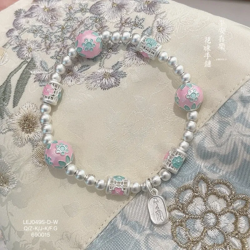 Silver Arashi Sterling Silver Beaded Bracelet 999 Fine Silver Women's-3