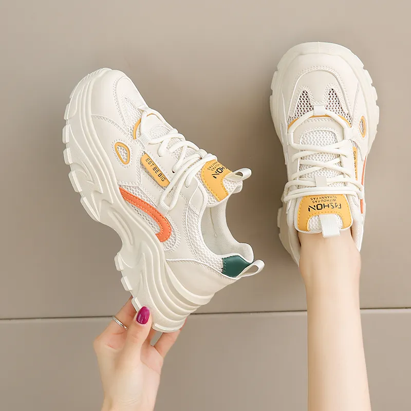 SIMBA'S PRIDE Chunky Sneakers Women's Low Top Orange/Yellow/Green-1