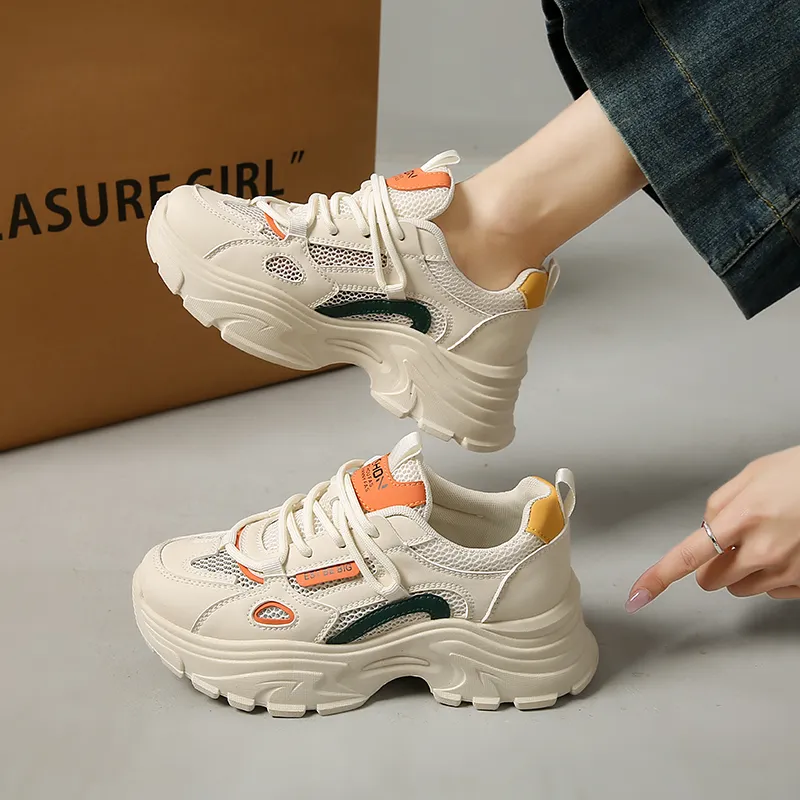 SIMBA'S PRIDE Chunky Sneakers Women's Low Top Orange/Yellow/Green-8