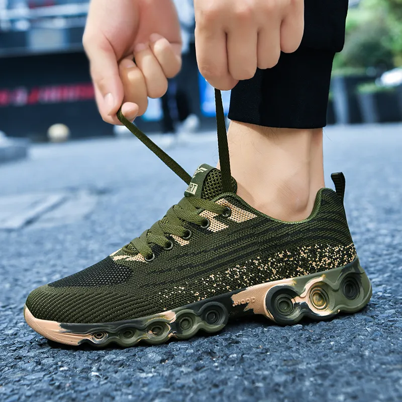SIMBA'S PRIDE Abrasion Resistant Breathable Cushioning Slip Resistant Running Shoes Unisex Green Camouflage-1