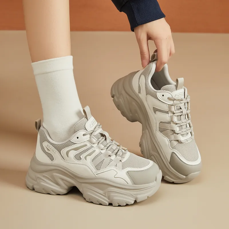SIMBA'S PRIDE Abrasion Resistant Height Increasing Chunky Sneakers Women's-4