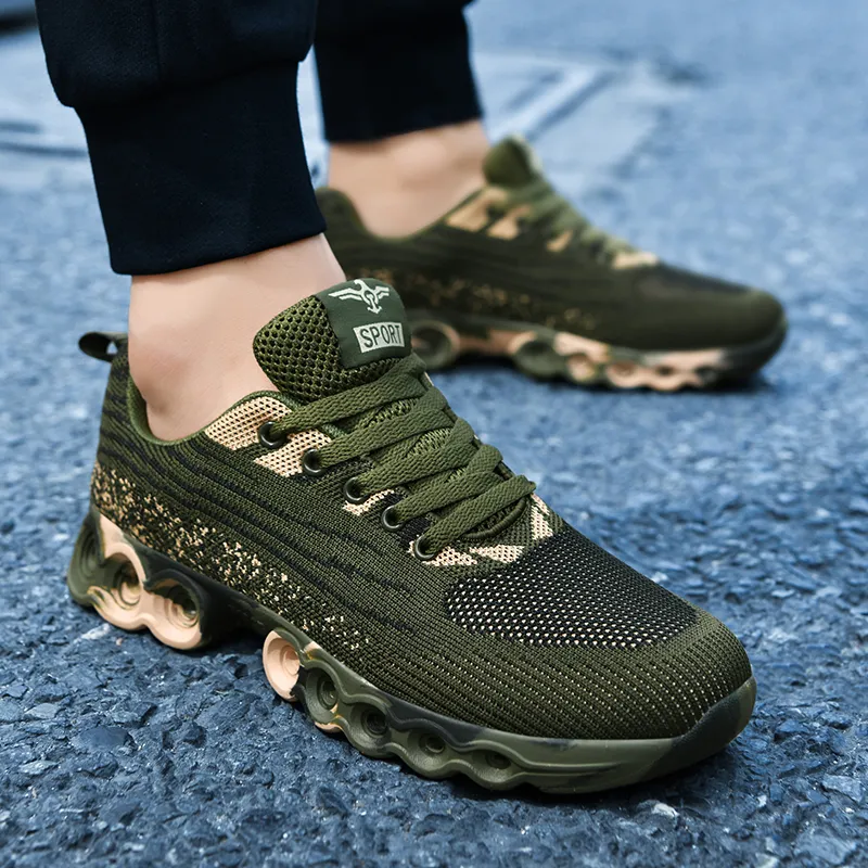 SIMBA'S PRIDE Abrasion Resistant Breathable Cushioning Slip Resistant Running Shoes Unisex Green Camouflage-5