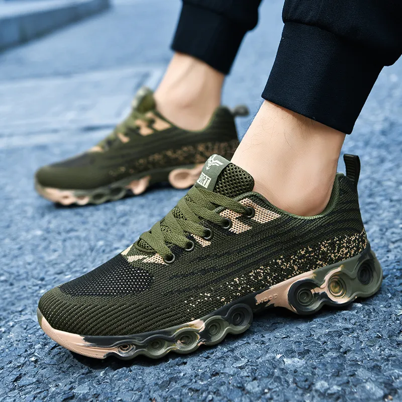 SIMBA'S PRIDE Abrasion Resistant Breathable Cushioning Slip Resistant Running Shoes Unisex Green Camouflage-3
