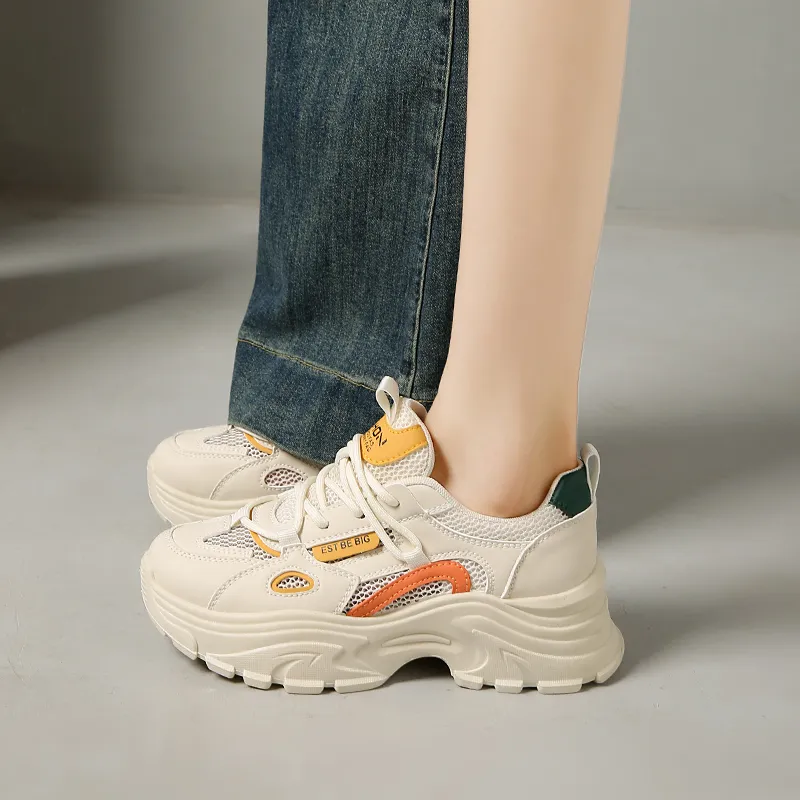 SIMBA'S PRIDE Chunky Sneakers Women's Low Top Orange/Yellow/Green-4