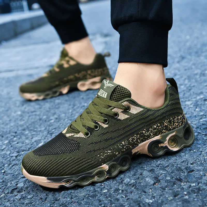 SIMBA'S PRIDE Abrasion Resistant Breathable Cushioning Slip Resistant Running Shoes Unisex Green Camouflage-4
