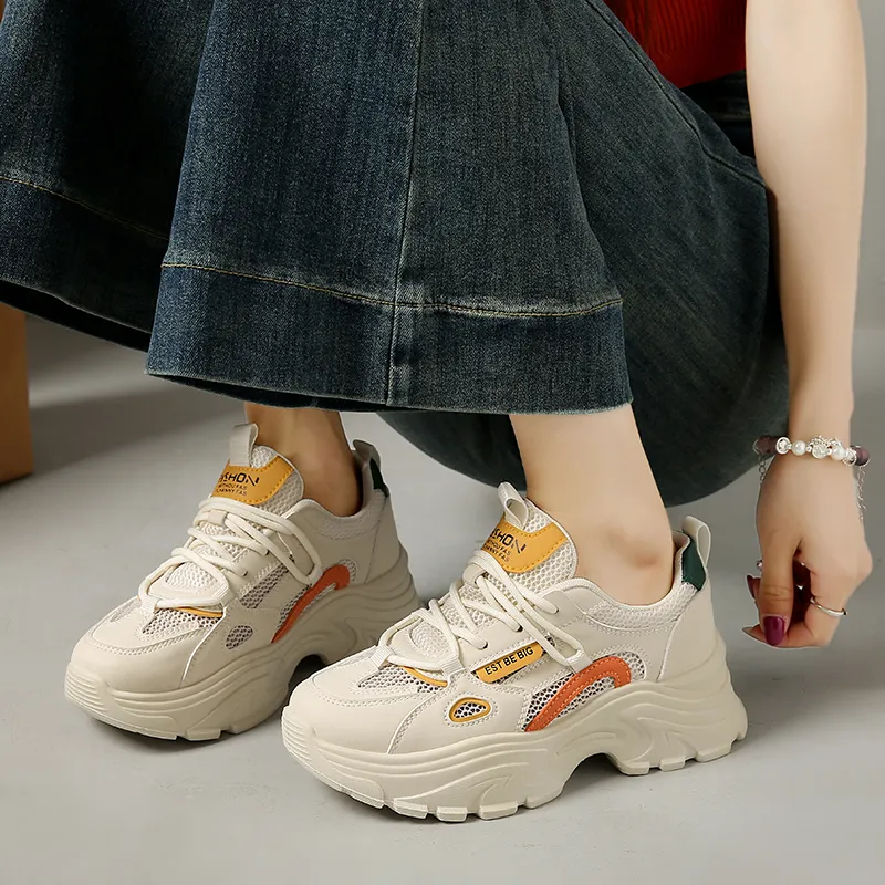 SIMBA'S PRIDE Chunky Sneakers Women's Low Top Orange/Yellow/Green-3