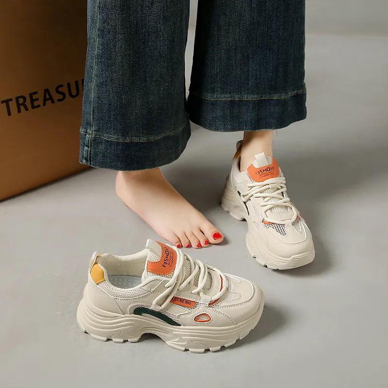SIMBA'S PRIDE Chunky Sneakers Women's Low Top Orange/Yellow/Green-6