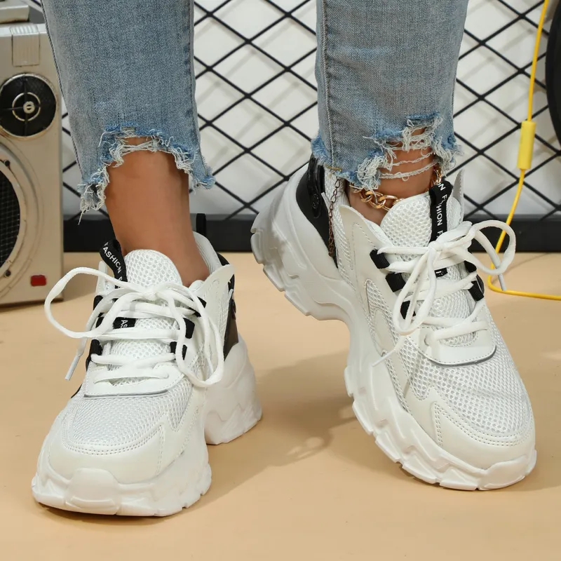 Singing Breathable Lightweight Height Increasing Low Top Chunky Sneakers Unisex-7