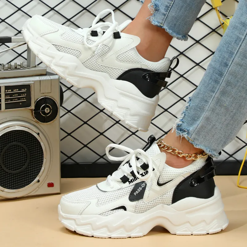 Singing Breathable Lightweight Height Increasing Low Top Chunky Sneakers Unisex-8