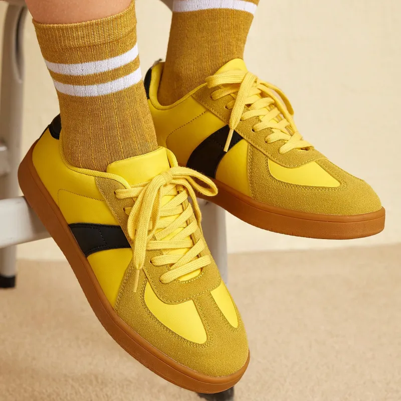 Singing Anti Slip And Wear Resistant Lightweight Low Top Skateboard Shoes Unisex Yellow-4