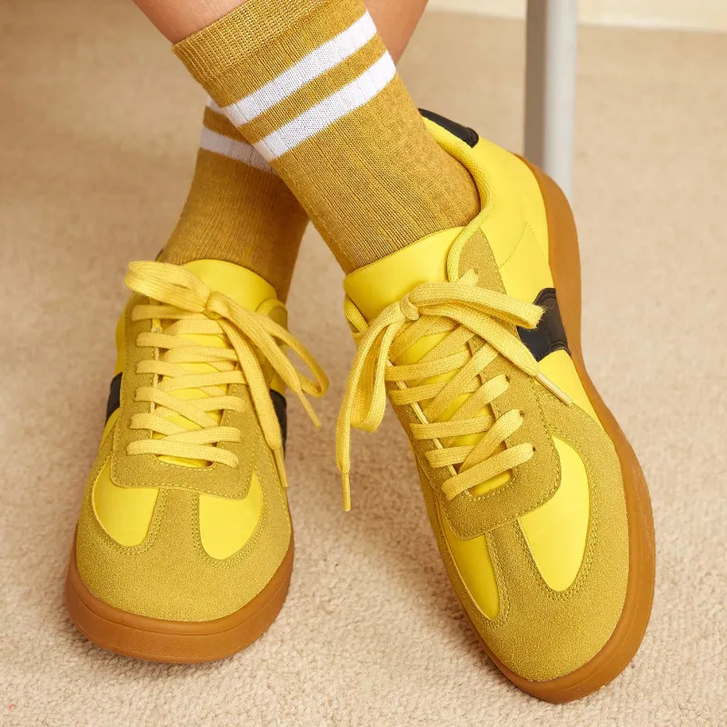 Singing Anti Slip And Wear Resistant Lightweight Low Top Skateboard Shoes Unisex Yellow-5