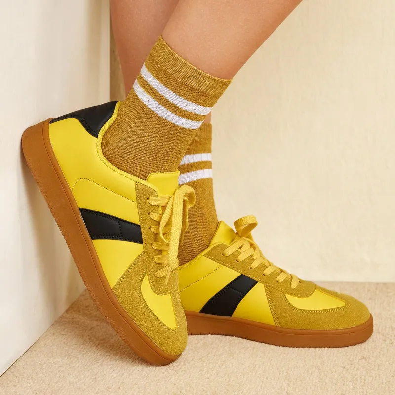 Singing Anti Slip And Wear Resistant Lightweight Low Top Skateboard Shoes Unisex Yellow-3
