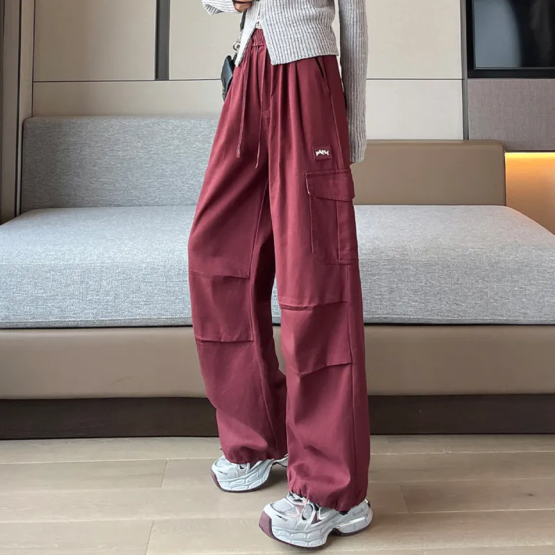 Tonlion Casual Pants Women's Burgundy-5