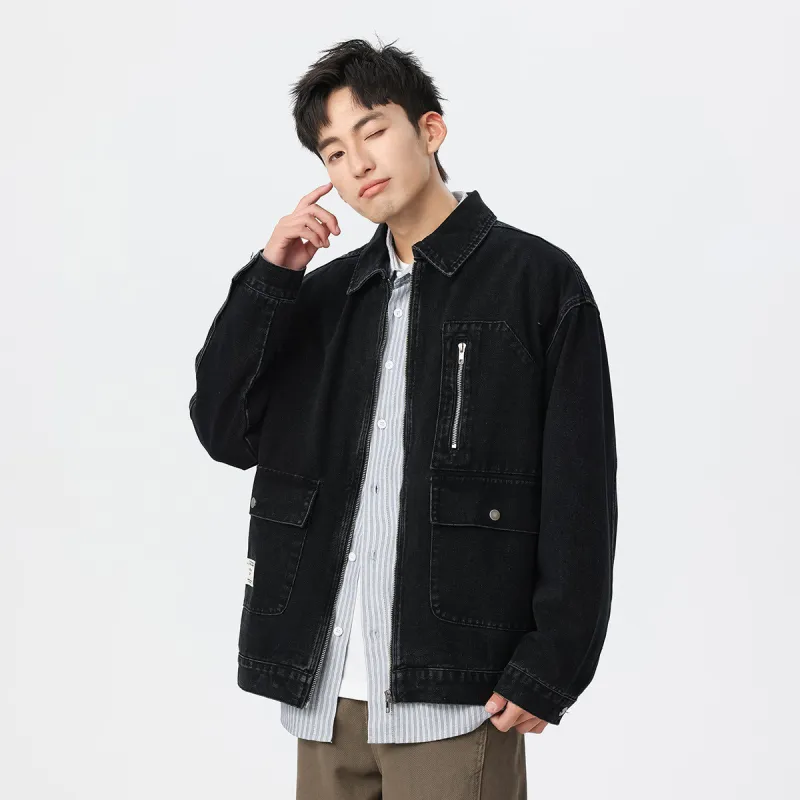 Tonlion Denim Jacket Unisex Black-3