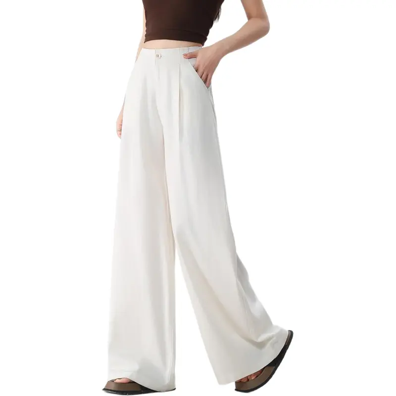 Tonlion Casual Pants Women's Beige Apricot-5