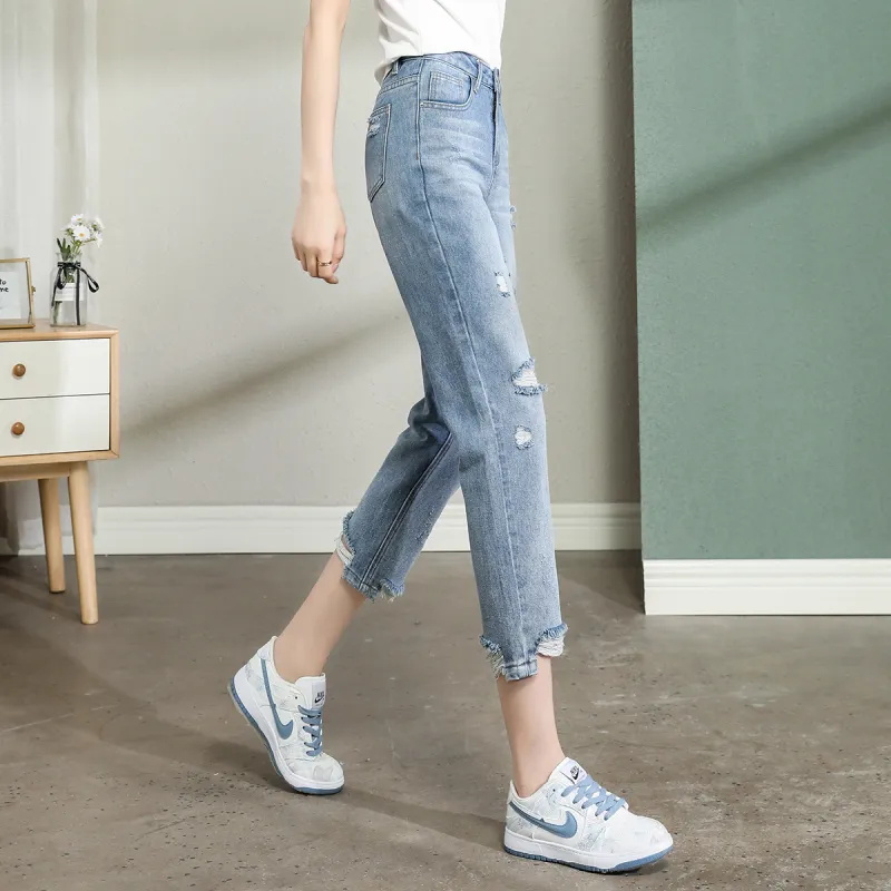 Tonlion Jeans Women's Light Aqua Blue-3