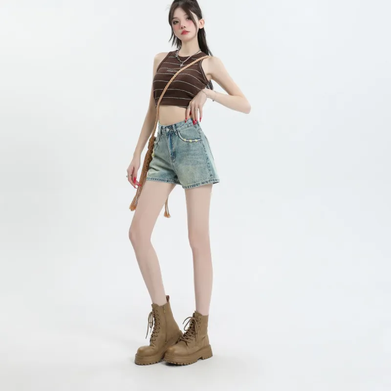 Tonlion Denim Shorts Women's Moonlight Blue-4