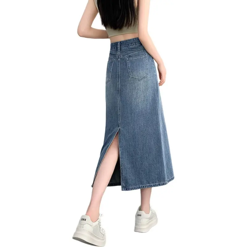 Tonlion Denim Long Skirts Women's Medium Blue-1