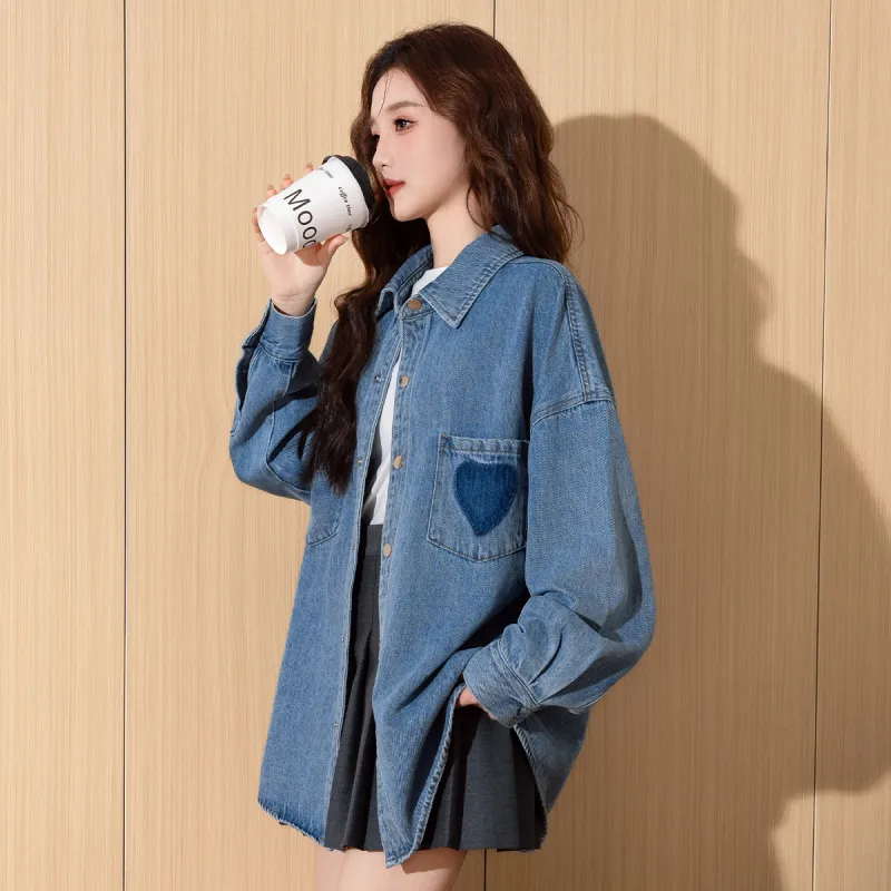 Tonlion Denim Jackets Women's Medium Blue-3