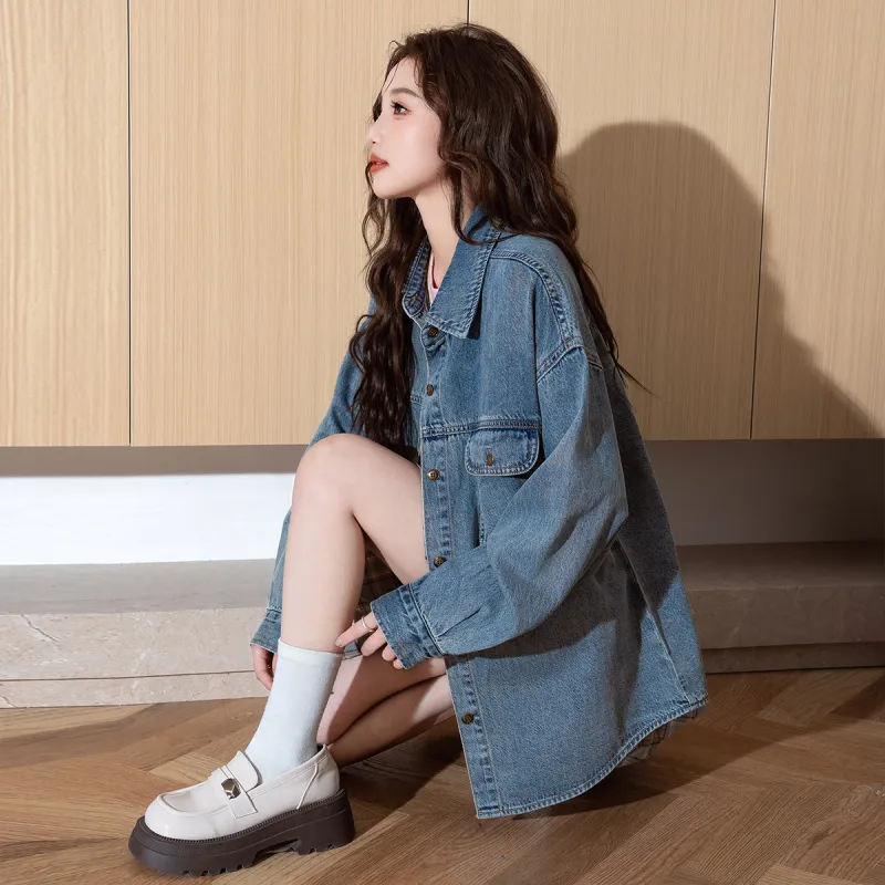 Tonlion Denim Jacket Women's Light Blue-3