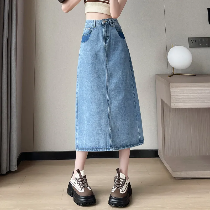 Tonlion Denim Long Skirt Women's-5