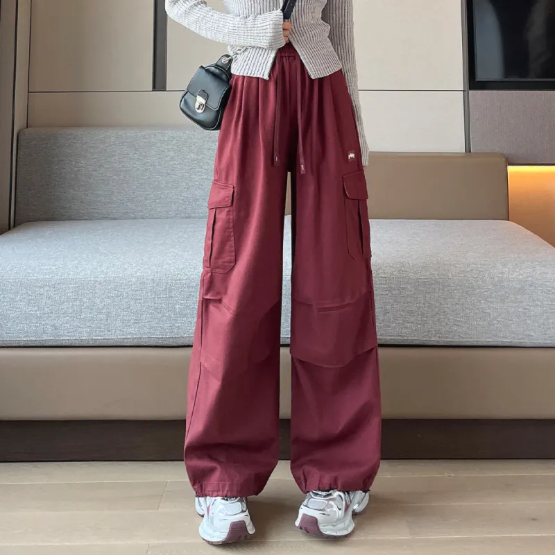 Tonlion Casual Pants Women's Burgundy-2