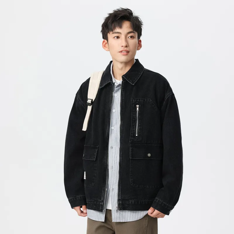 Tonlion Denim Jacket Unisex Black-5